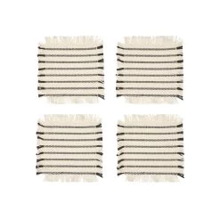 Broste Copenhagen - Elouise Untersetzer, Off-white / Schwarz (4er-Set)