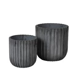 Broste Copenhagen - Fiber Pflanztopf, Ø 37 X 37 Cm, Charcoal (2er-Set)