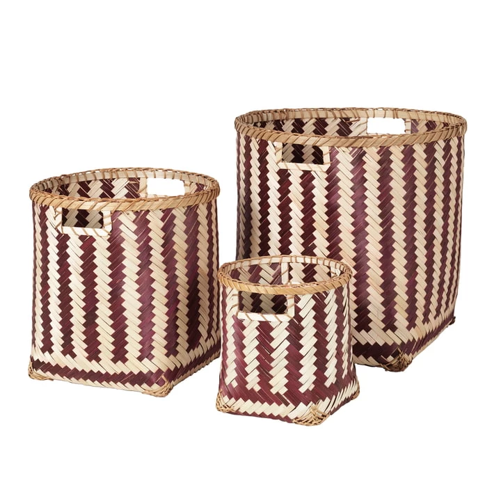 Broste Copenhagen - Meli Aufbewahrungskorb, Rot / Natur (3er-Set) 1 Broste Copenhagen - Meli Aufbewahrungskorb, Rot / Natur (3er-Set)