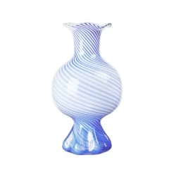 Broste Copenhagen - Mella Vase, Intense Blue / Off-white