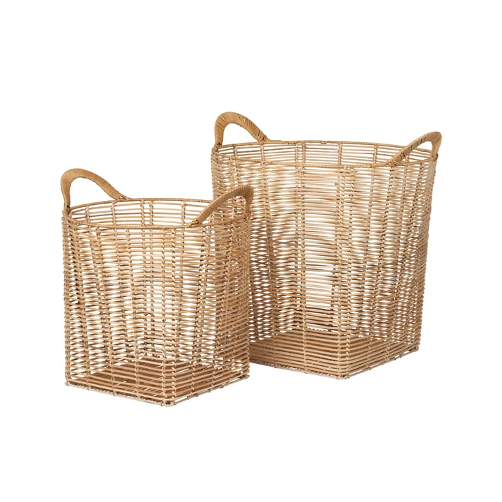 Broste Copenhagen - Safi Rattan Korb Eckig, Natur (2er-Set) 5 Broste Copenhagen - Safi Rattan Korb Eckig, Natur (2er-Set) – Bild 5