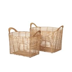 Broste Copenhagen - Safi Rattan Korb Eckig, Natur (2er-Set)